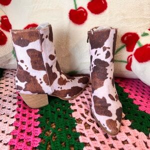 Cow Print Ankle Boots